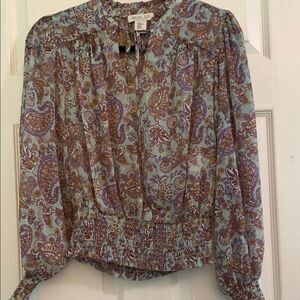 Rachel Zoe Long Sleeve Paisley Print Blouse Size XS
Blue, purple and gold.